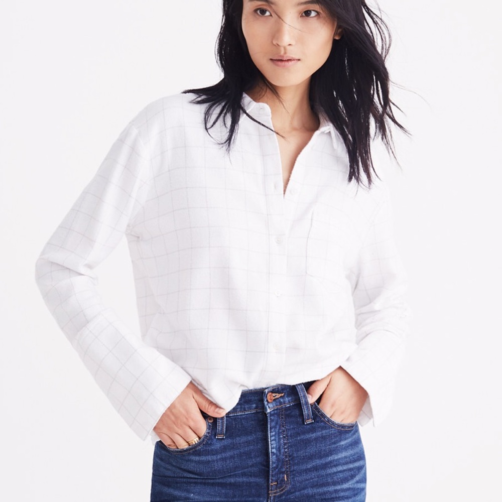 Madewell Boyfriend Flannel in Windowpane XXS